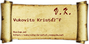 Vukovits Kristóf névjegykártya